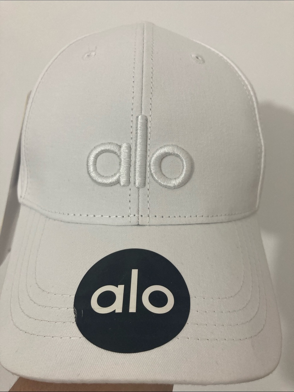 Alo White Embroidered Logo Baseball Cap